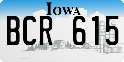 IA license plate BCR615