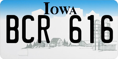 IA license plate BCR616
