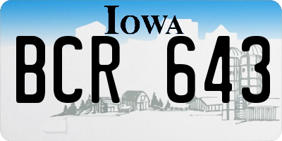 IA license plate BCR643