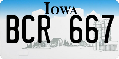 IA license plate BCR667