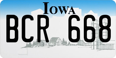 IA license plate BCR668