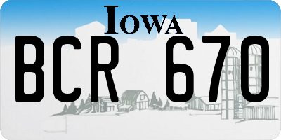 IA license plate BCR670