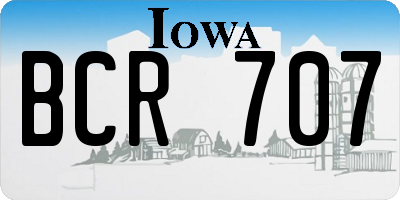 IA license plate BCR707