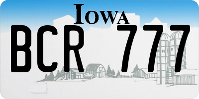 IA license plate BCR777