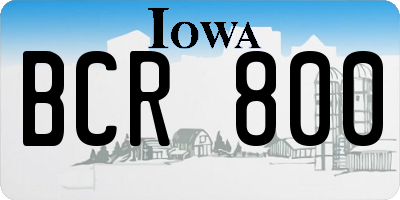 IA license plate BCR800