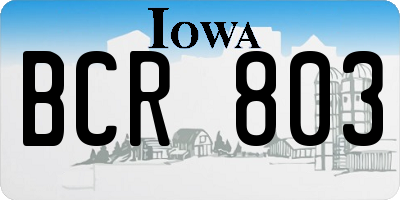 IA license plate BCR803