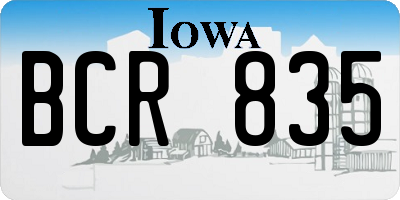 IA license plate BCR835