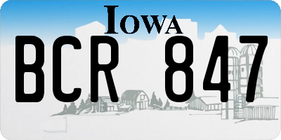 IA license plate BCR847