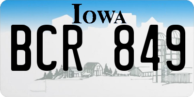 IA license plate BCR849