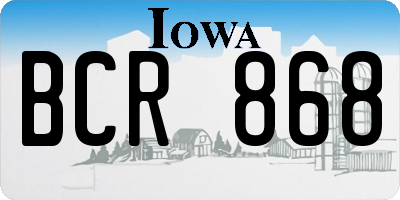 IA license plate BCR868