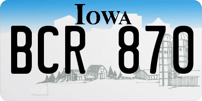 IA license plate BCR870