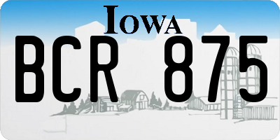 IA license plate BCR875