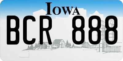 IA license plate BCR888