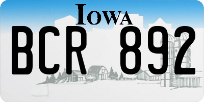 IA license plate BCR892
