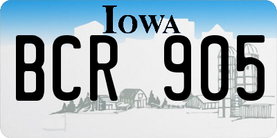 IA license plate BCR905