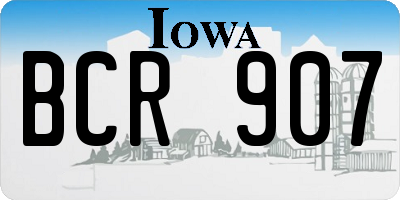 IA license plate BCR907