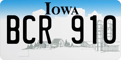 IA license plate BCR910