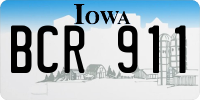 IA license plate BCR911