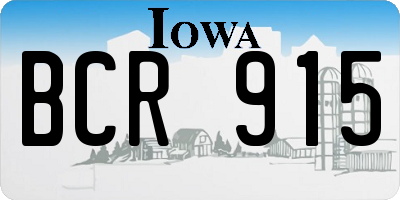 IA license plate BCR915