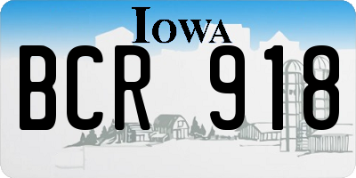 IA license plate BCR918