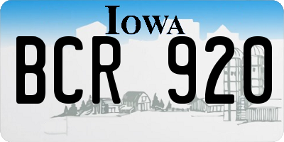 IA license plate BCR920