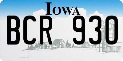 IA license plate BCR930