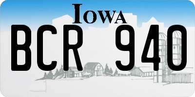 IA license plate BCR940