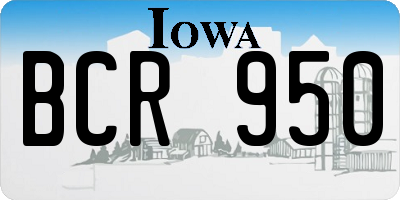 IA license plate BCR950