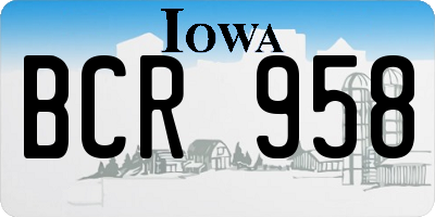 IA license plate BCR958