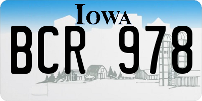 IA license plate BCR978
