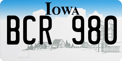 IA license plate BCR980