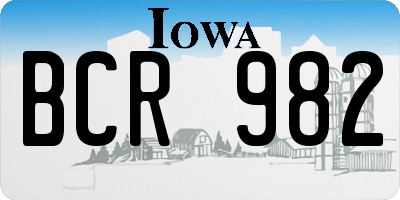 IA license plate BCR982