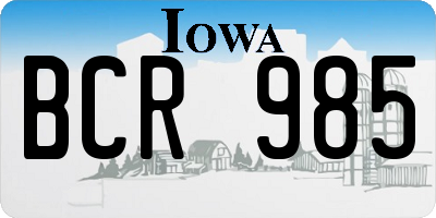 IA license plate BCR985
