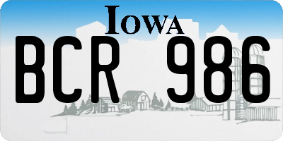 IA license plate BCR986