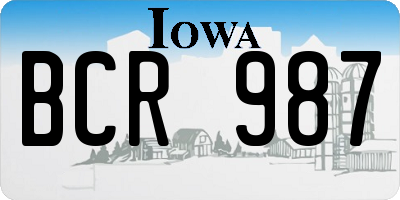 IA license plate BCR987