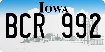 IA license plate BCR992