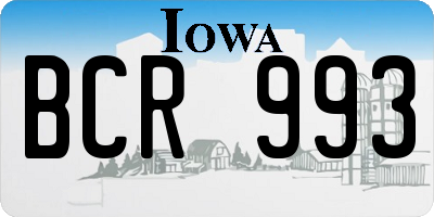 IA license plate BCR993