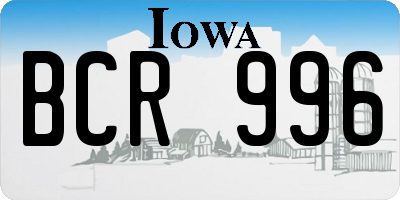 IA license plate BCR996