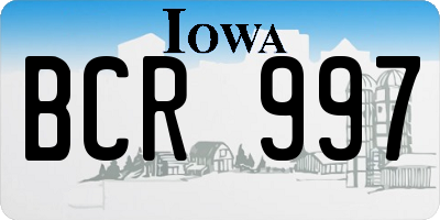IA license plate BCR997