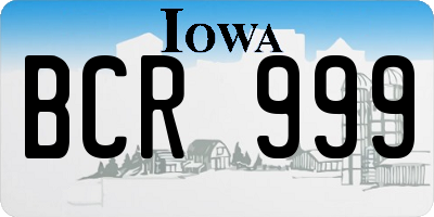 IA license plate BCR999