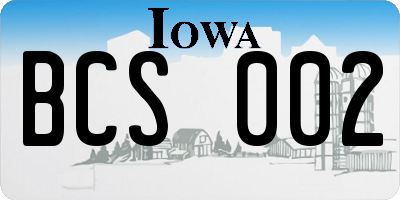 IA license plate BCS002