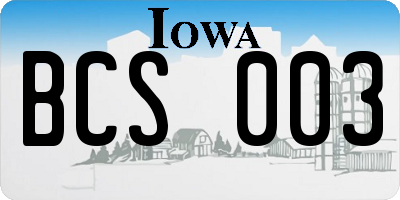IA license plate BCS003