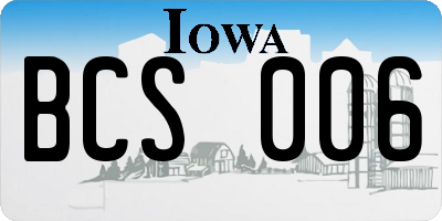 IA license plate BCS006