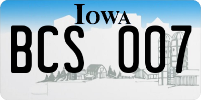 IA license plate BCS007