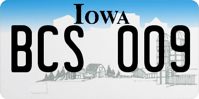 IA license plate BCS009