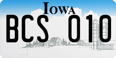 IA license plate BCS010