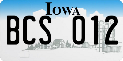 IA license plate BCS012