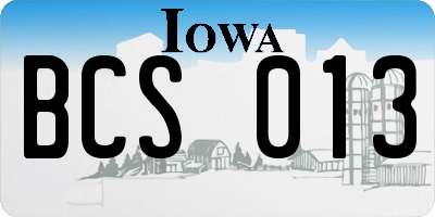 IA license plate BCS013