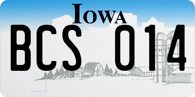 IA license plate BCS014