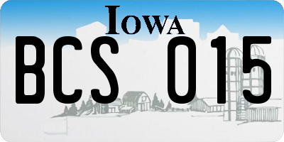 IA license plate BCS015